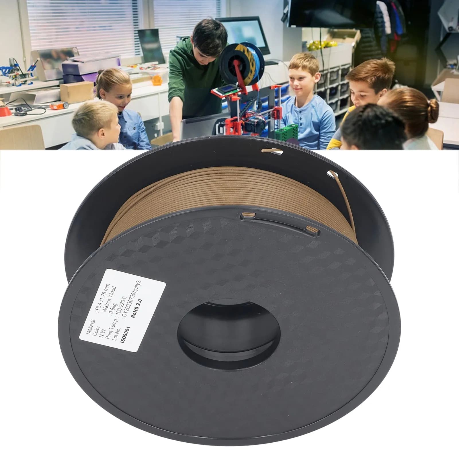 Filamento PLA 1.75mm per Stampa 3D Effetto Legno Noce, Confezione di Filamenti per Stampanti 3D, Consumabili per Stampa 3D Effetto Legno Noce