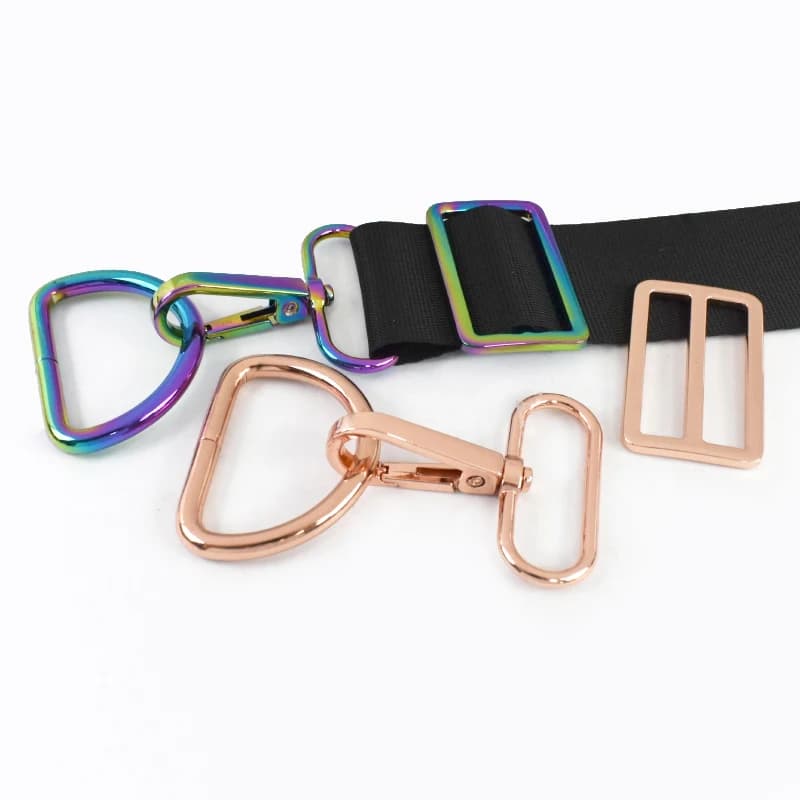 10 Set Fibbie Girevoli in Metallo, Regolatori per Cinghie Borsa, Collari per Animali Domestici, Anelli a D, Moschettoni a Tre Vie, Ganci a Moschettone, Accessori Fai da Te