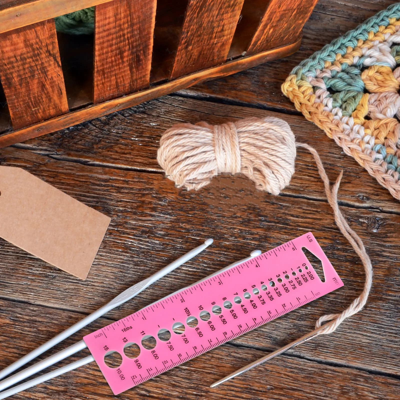4Pcs Knitting Needle Gauge Tool Plastic Measuring Rulers Multifunction Weaving Tools Sewing Accessories Knitting Sweater Needle