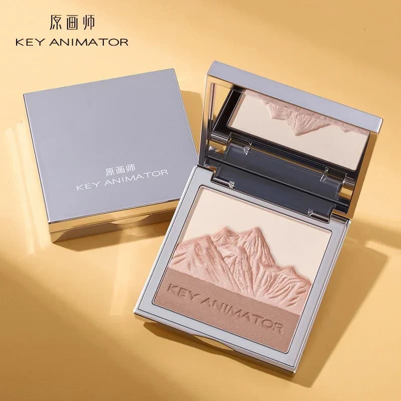 KEY ANIMATOR Palette Illuminante in Polvere, Blush, Contorno Viso, Illuminante per Trucco, Cosmetici Originali a Lunga Durata per un Effetto Luminoso