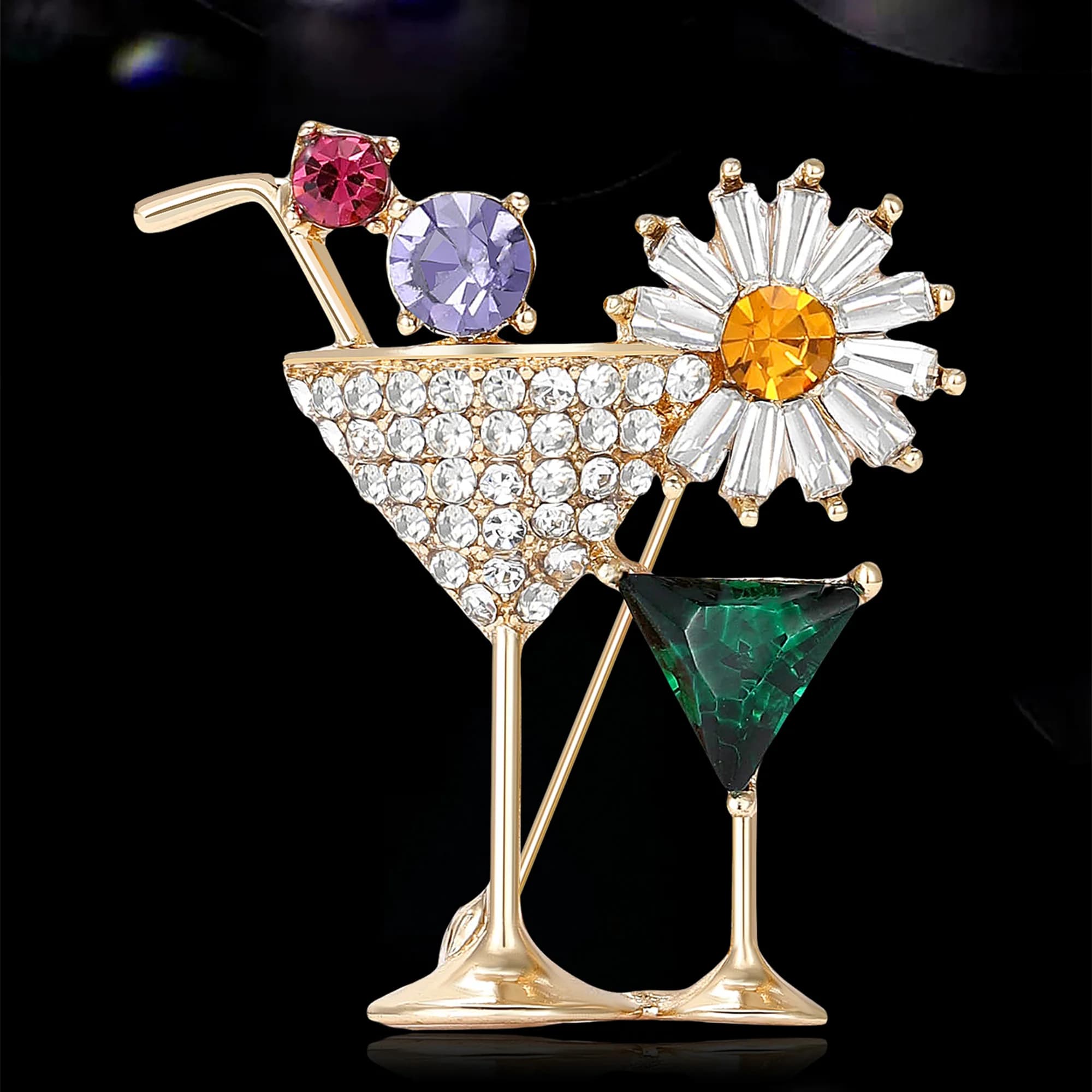 Spille di Lusso a Forma di Calice di Vino con Strass per Donne, Spille Smaltate, Portachiavi, Nuovi Regali per Eventi e Feste, Accessori Decorativi per Gioielli