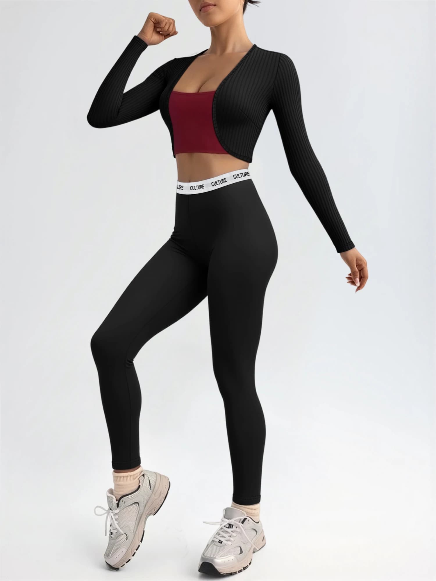 Complete Fitness Woman Comfort Style: Top in Long Sleeves and Long Life Leggings Models, Soft and Non-Containing for Yoga