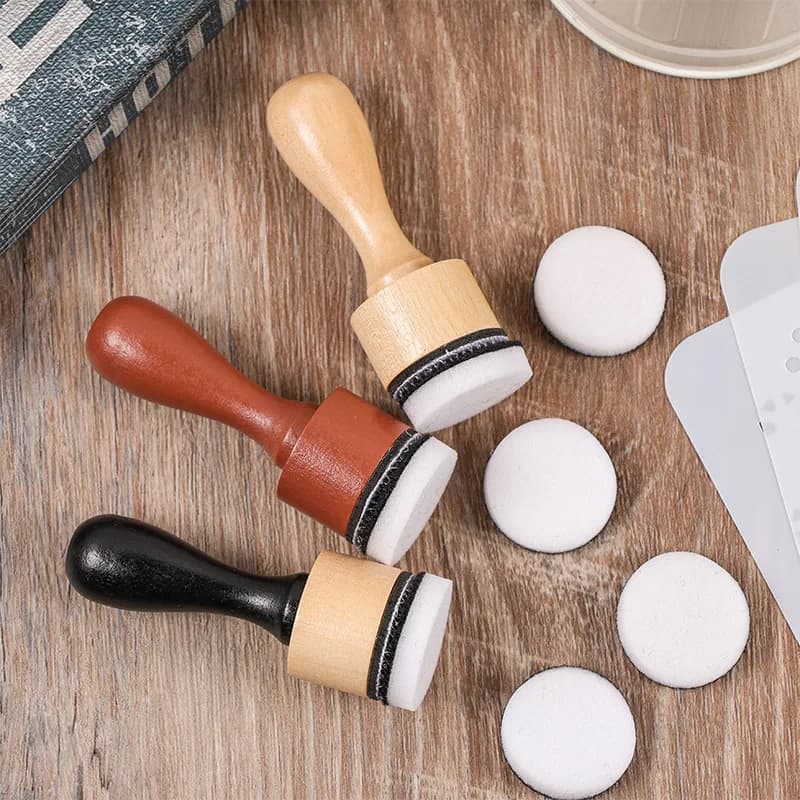 Wooden Handle Sponge Head Seal Scrapbook Decoration Painting Stamping Diy Application Tool Creative Handicraft Selection