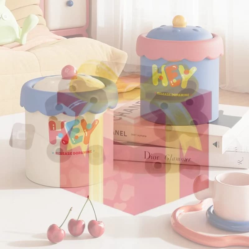 【HG】Cestino da scrivania piccolo e carino con coperchio, contenitore portaoggetti per casa, ufficio, camera da letto, piccolo cestino per rifiuti