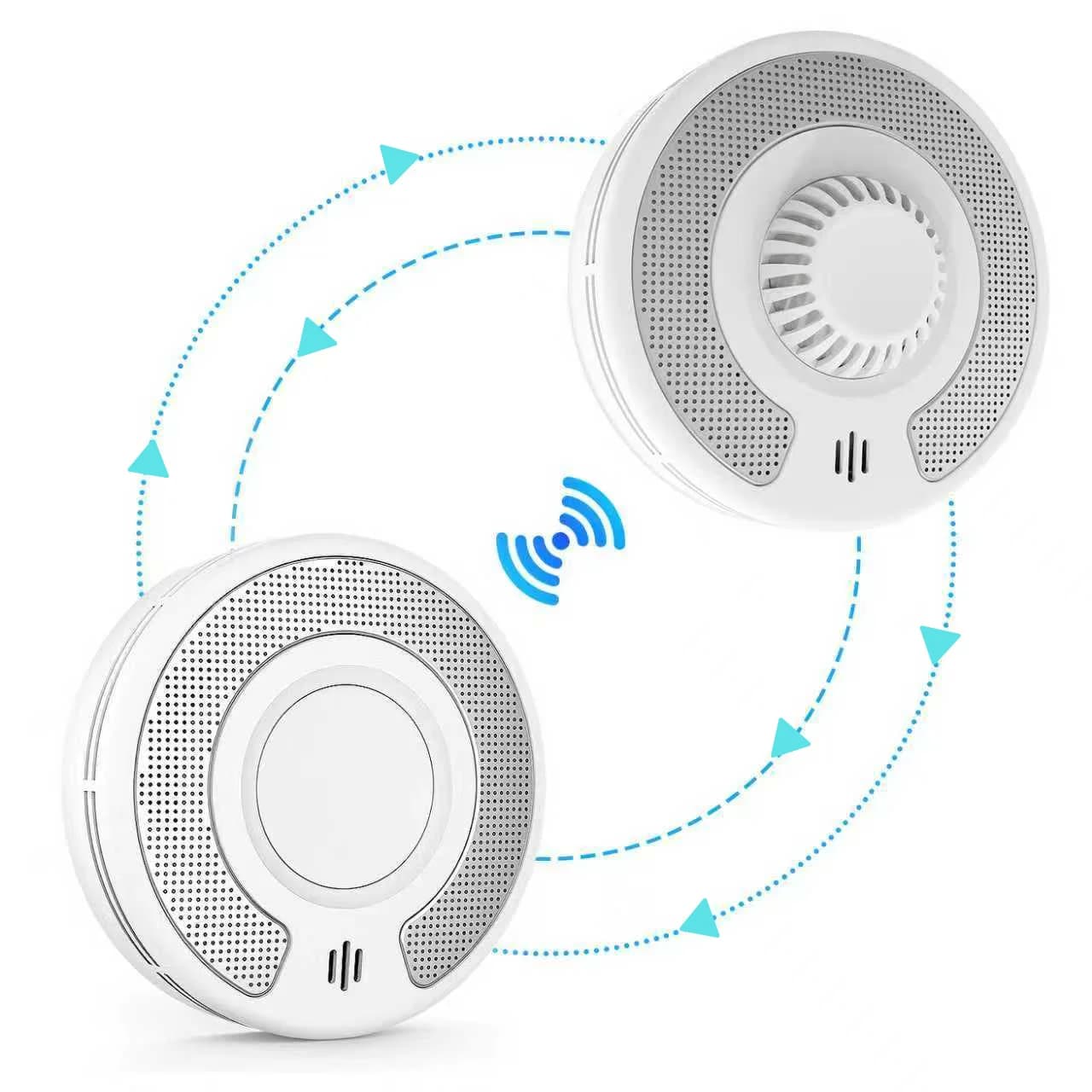 Rilevatore di fumo e allarme termico interconnesso wireless WiFi Tuya - Batteria sigillata da 10 anni, grande pulsante di prova/silenziosa, Compa Smart Home