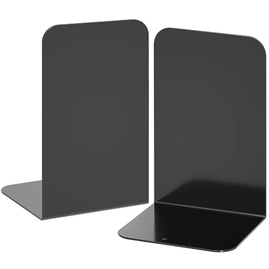 Fermalibri 1 Paio, Fermalibri in Metallo Nero, Fermalibri Pesanti per Scaffali, Fermalibri per Libri Pesanti, Organizzatore di Libri per Casa e Ufficio