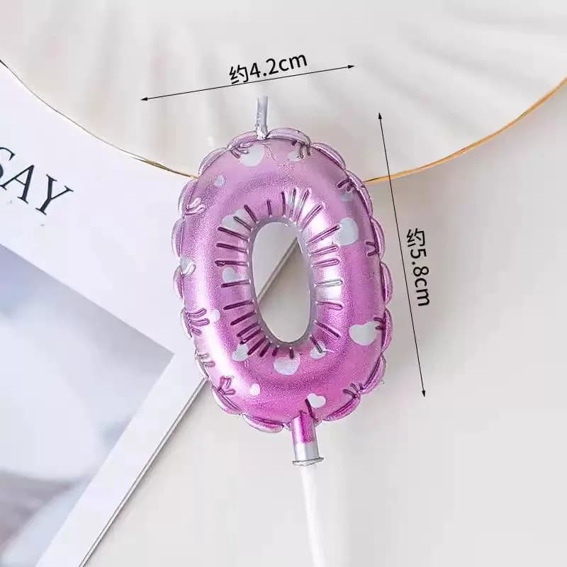 Number Shaped Candles with Pink and White Balls for Cake Decoration, Design Trendy 'Buon Birthday' and 'Love'