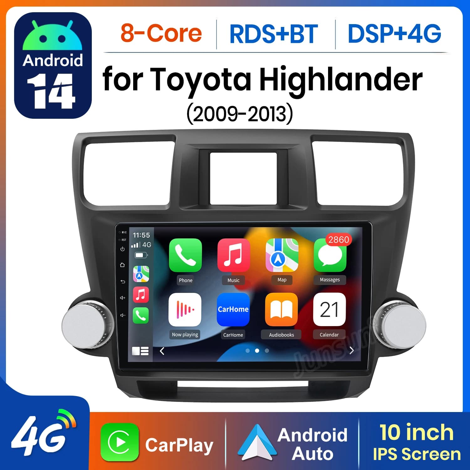 AWESAFE AI 4G LTE Wireless CarPlay Android Auto Autoradio Per Toyota Highlander 2 XU40 2008 2009-2013 GPS Navi BT DSP RDS FM