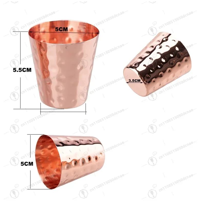 Set di 6 Nuove Tazze in Rame Puro al 100%, Bicchieri per Moscow Mule, Tazze da Cocktail da 2 oz, Bicchieri per Birra e Latte