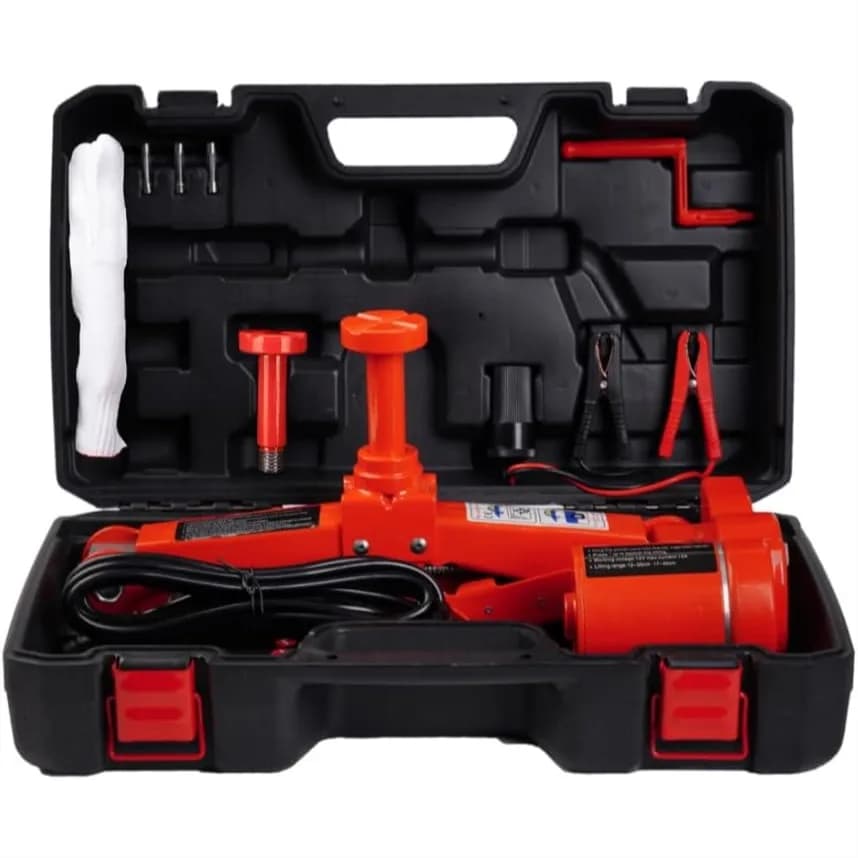 Martinetto Elettrico a Forbice 3T per Auto, Set Sollevatore Automatico 12V per Emergenze Stradali e Cambio Pneumatici per Berlina e SUV, Rosso