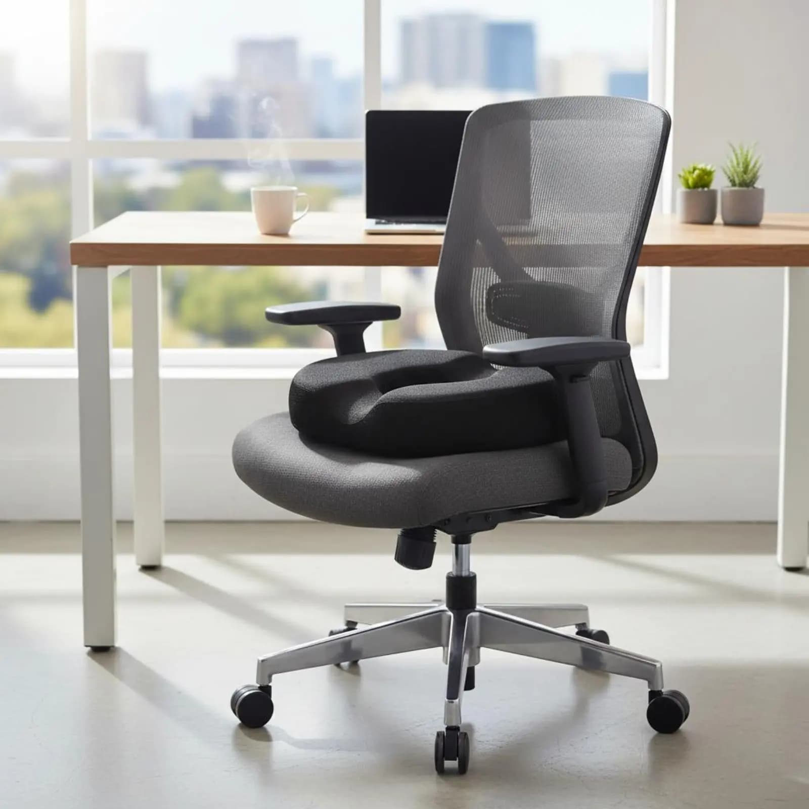 Cuscino Ergonomico in Schiuma Traspirante a Forma di Ciambella, Supporto Circolare per una Postura Sana