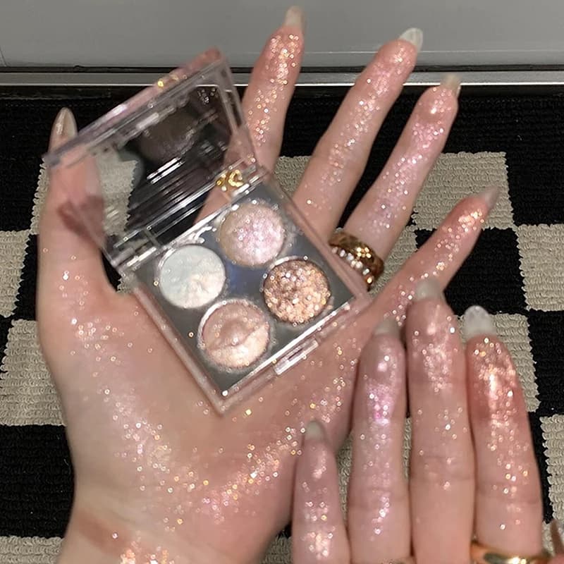 DIKALU Planet Aurora Purple Eyeshadow Palette - Palette di ombretti viola a quattro colori con glitter diamantato e polvere metallizzata cotta, illuminante per il trucco degli occhi