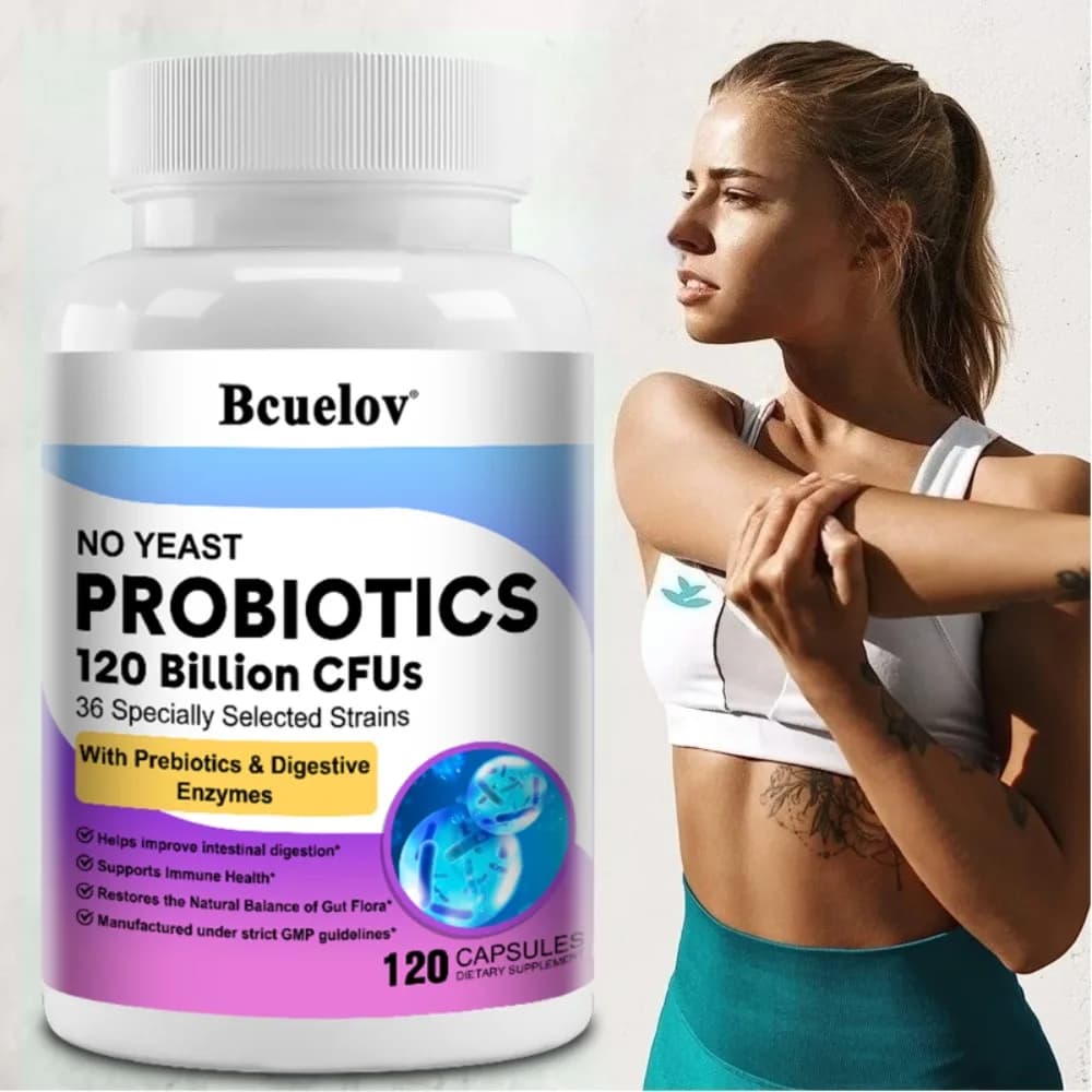 Organic Enzymes Probiotic Capsules 120 Billion CFU Probiotic Supplement with Prebiotics & Digestive Enzymes