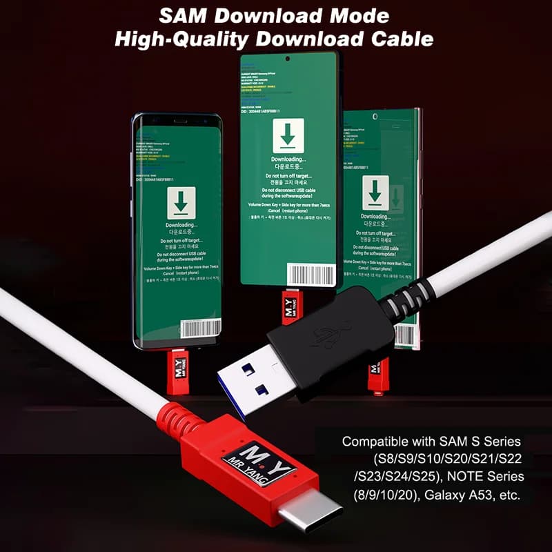 Cavo dati M.Y SAM Fast Recovery Mode da USB a Type-C, Plug-and-Play senza PC per Samsung S8-S25 Note 8/9/10/20, strumento di riparazione