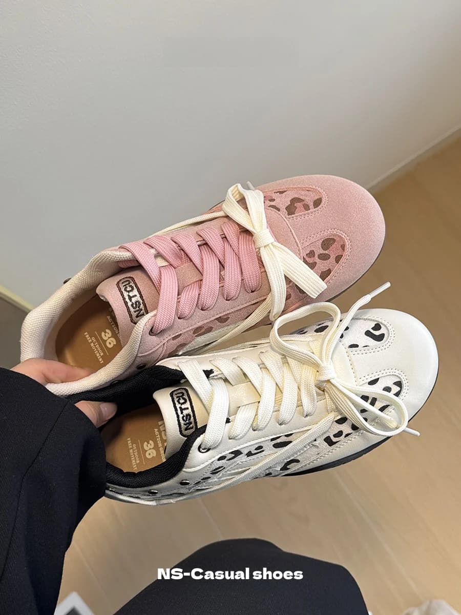 Scarpe Sportive Casual NSTCU con Stampa Leopardata, Leggere e Basse, da Donna, con Suola Piatta, Scarpe da Corsa alla Moda, Mocassini per Studentesse