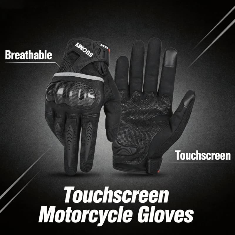 Summer Motorcycle Gloves Touchscreen Carbon Fiber Protective Shell Anti-Slip Gloves Wear-Resistant Breathable Gloves