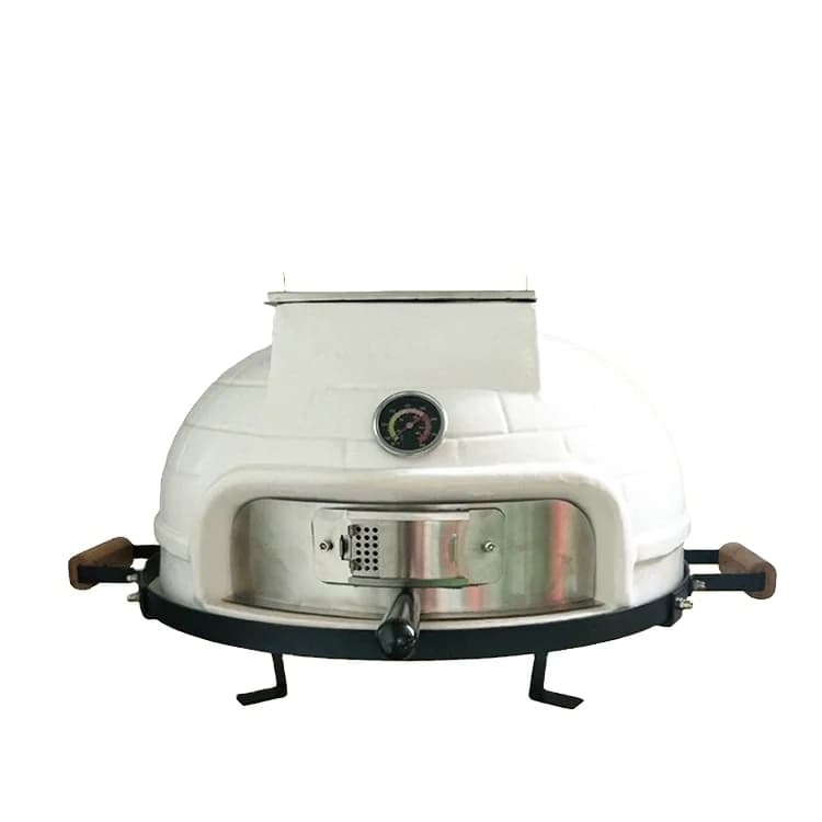 Kimstone Modern 21-Inch Ceramic Grill Pizza Oven Kit Portable Wood Charcoal Auto Ignition Pizza Stone for Backyard Camping