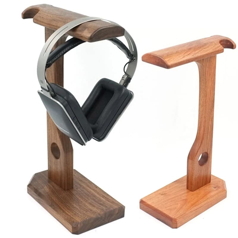 Supporto per cuffie in legno multifunzionale fatto a mano in noce/palissandro/fiore di pera rossa/auricolare espositore da scrivania con supporto per cuffie