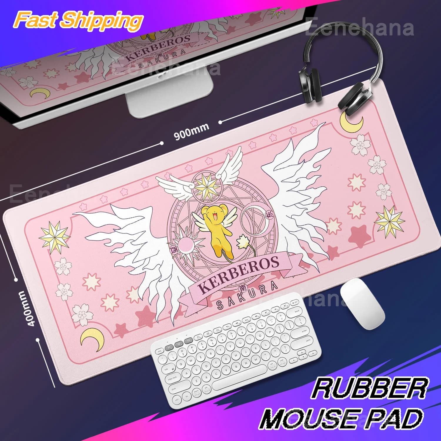 Xxl Sakura Card Anime Mousepad Tastiera da gioco di grandi dimensioni Mouse Pad Clow Card Mousemat Computer Ufficio Tablemat Tappetino da scrivania esteso