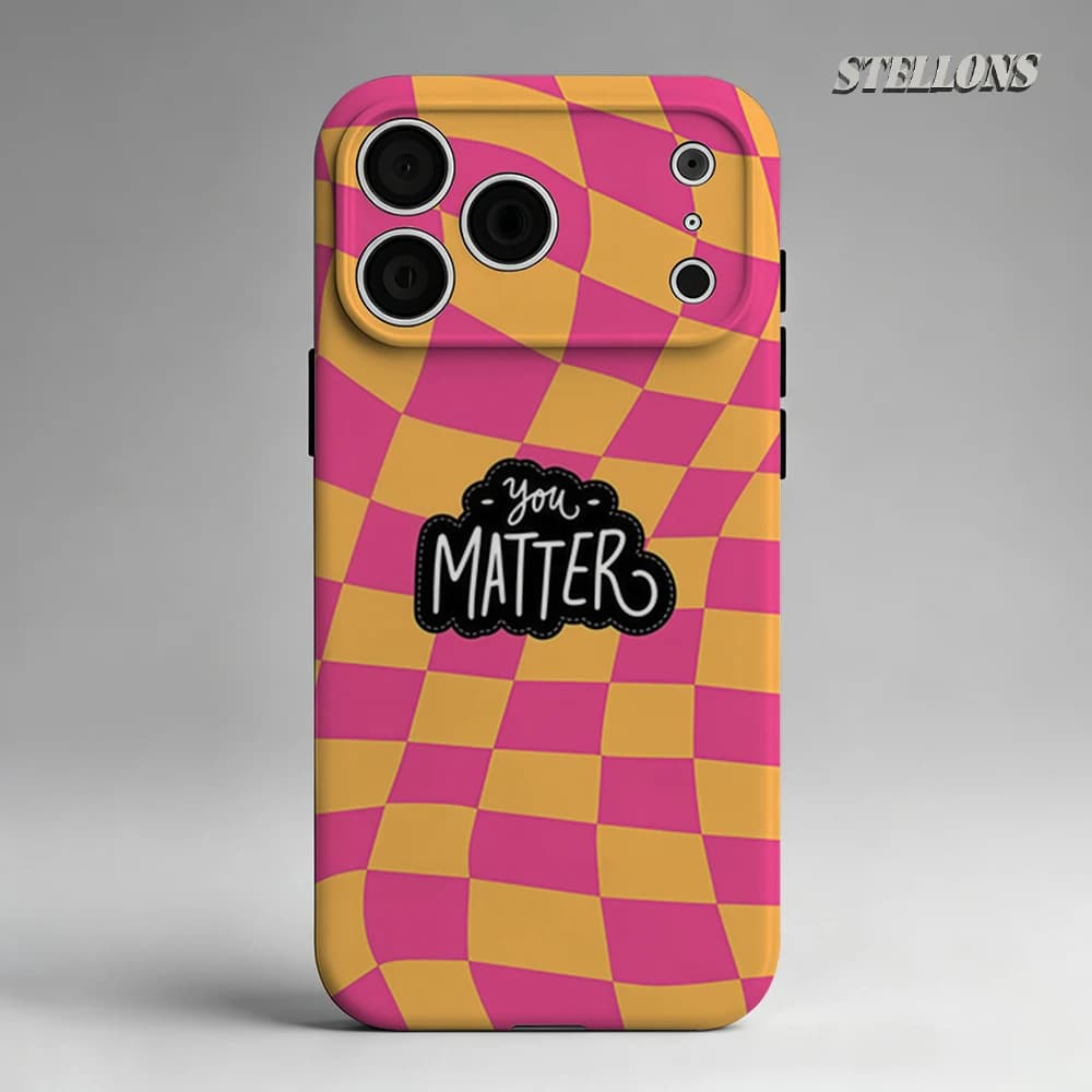 Pink Orange Check Slogan For iPhone18 Must-Haves Phone Case Double-Layer Back Cover for pro Max plus with iPhone 17 16 15 14 13