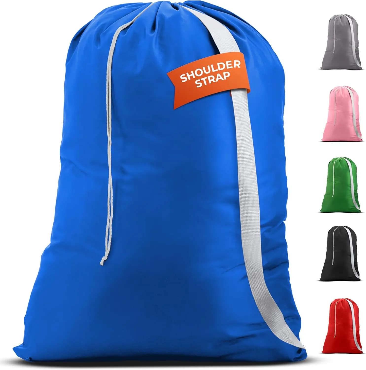 Borsa per biancheria extra large con tracolla, chiusura con coulisse, resistente - 30x40 pollici, blu