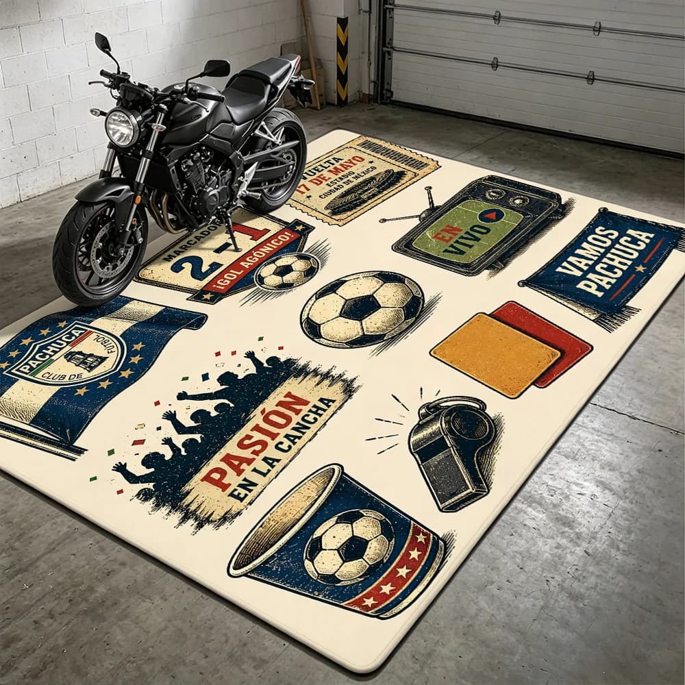 Anti-slip Mat Football Pachuca Vintage for Moto Area, Prayer Room, Games Room, Bedroom, Home Furniture