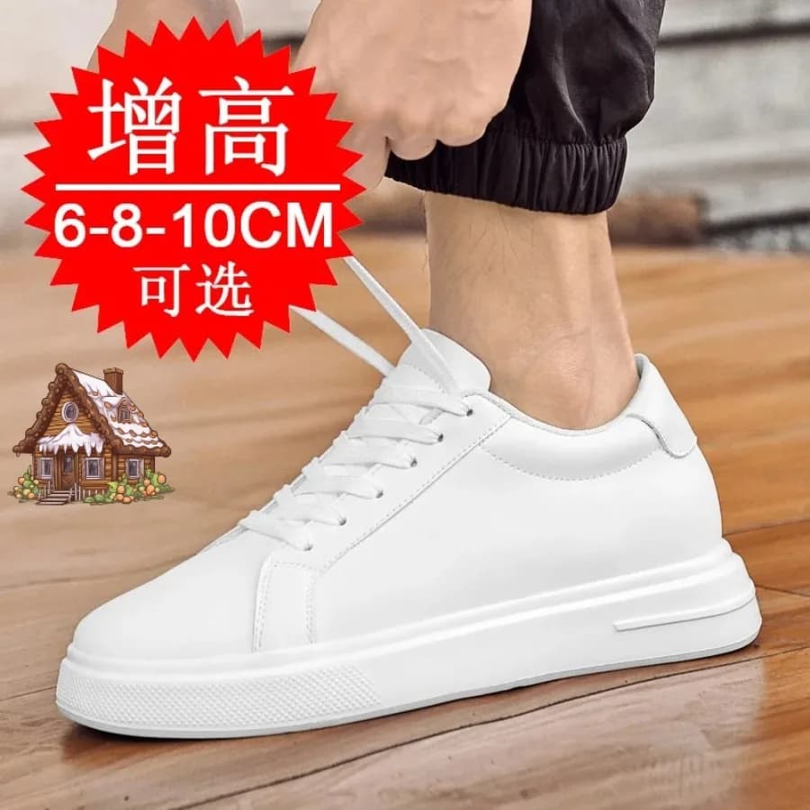 Scarpe con rialzo in pelle PU moda per uomo 6cm 8cm 10cm Altezza invisibile Aumenta scarpe da ginnastica bianche Cortex che aumenta le scarpe casual
