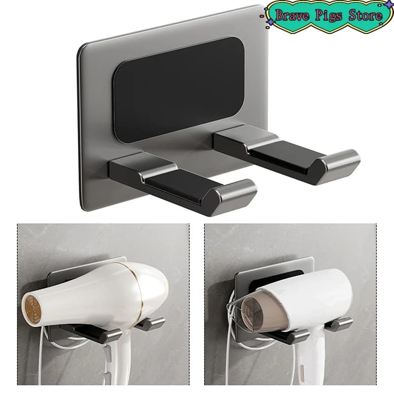 Porta asciugacapelli in alluminio montato a parete autoadesivo senza trapano porta asciugacapelli per organizer per asciugacapelli da bagno senza punzonatura