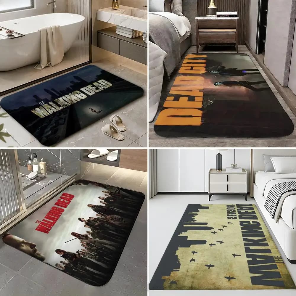 Tappetino da pavimento T-The Walking Dead, tappetino morbido in flanella per porta d'ingresso, tappetino antiscivolo assorbente per bagno e camera da letto