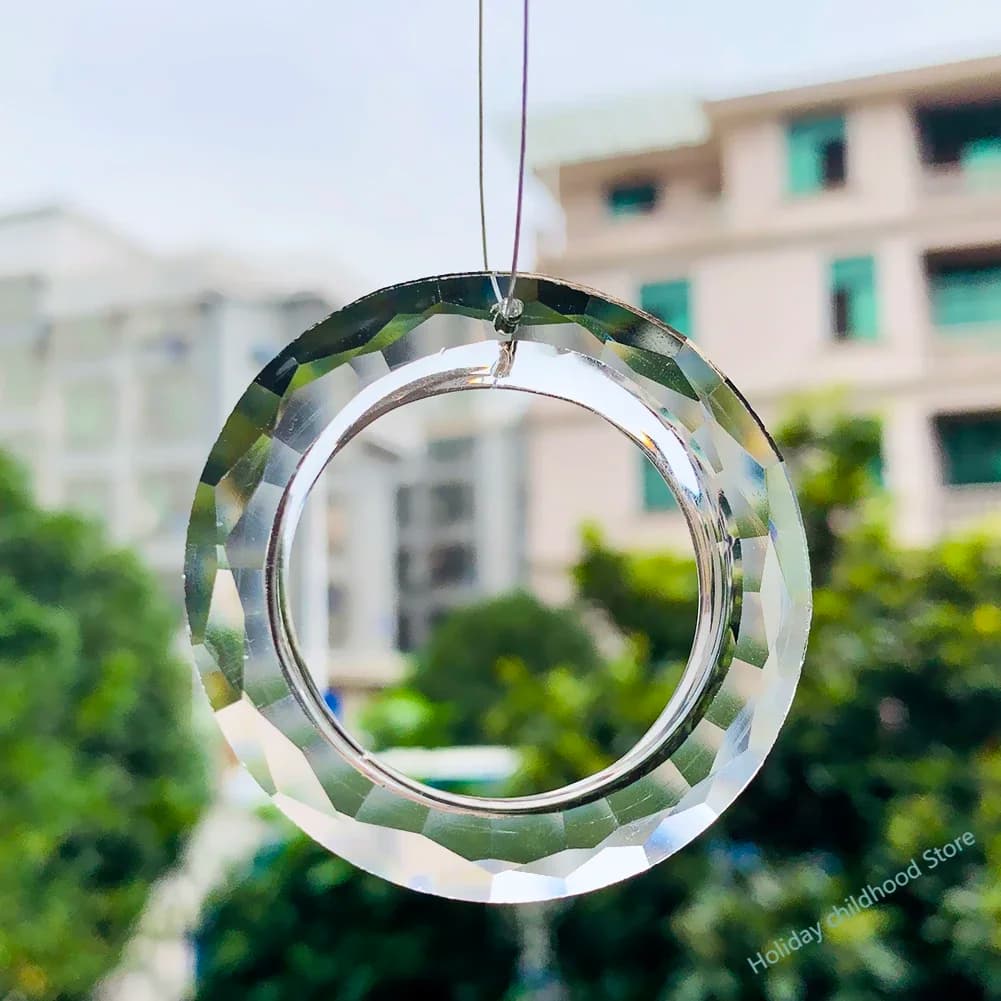 2 PZ 50 MM Anello Trasparente Cerchio Cristalli Pendenti Lampadario di Vetro Cristalli Prismi Parti Gocce Anello di Luce Accessori