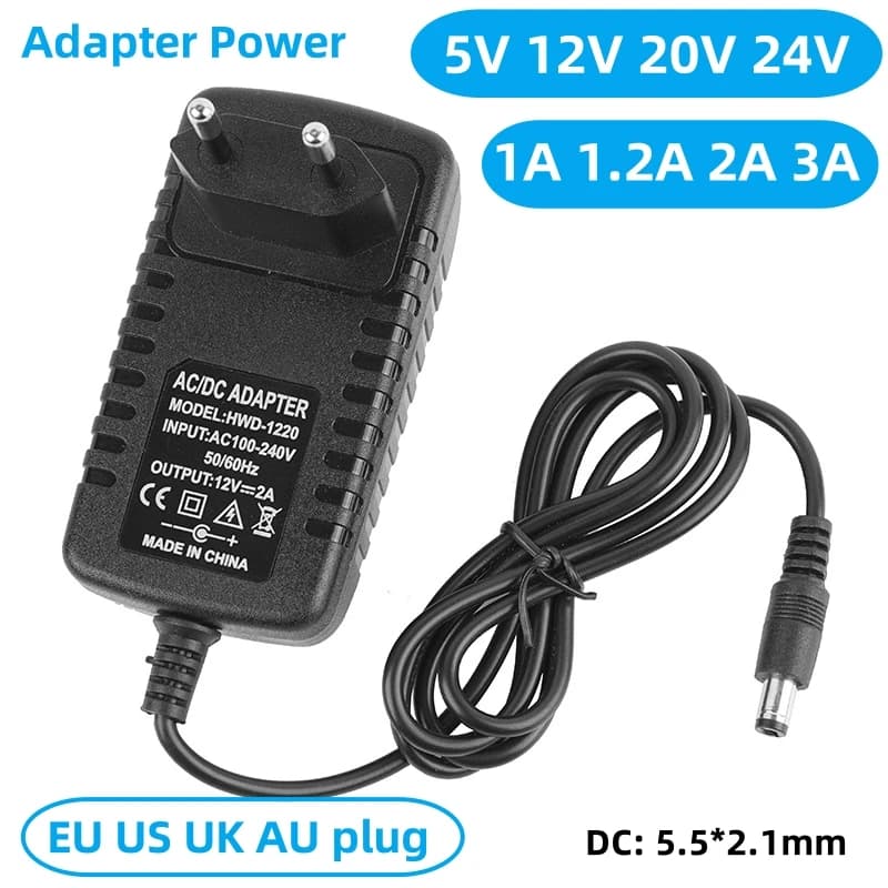 AC 110-240V DC 5V 12V 20V 24V 1A 1.2A 2A 3A Adattatore di alimentazione universale Adattatore per caricabatterie Eu Us per strisce luminose a LED CCTV