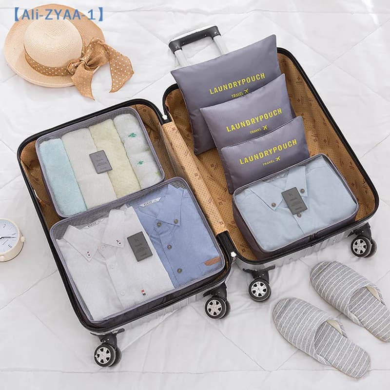 【ZYAA-1】Set di organizer da viaggio 6 in 1, borsa per biancheria, borsa per bagagli da viaggio, set di organizer per vestiti