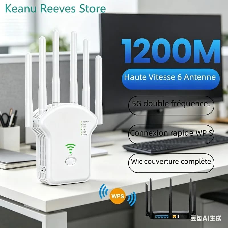 Amplificatore di Segnale WiFi Dual Band AC1200M, Ripetitore Wireless ad Alta Potenza 5G
