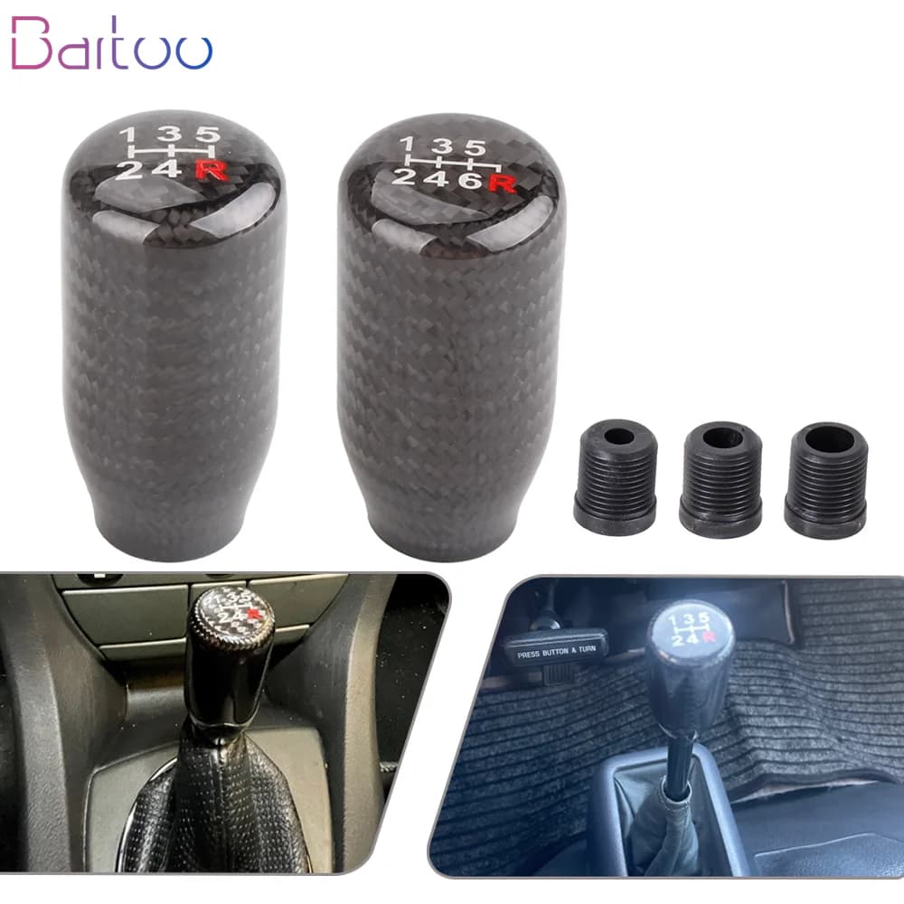New Universal 5/6 Speed Racing Car Carbon Fiber Gear Shift Knob Aluminum Gearstick Balls Gear Stick Shifter Lever Handle SFN125