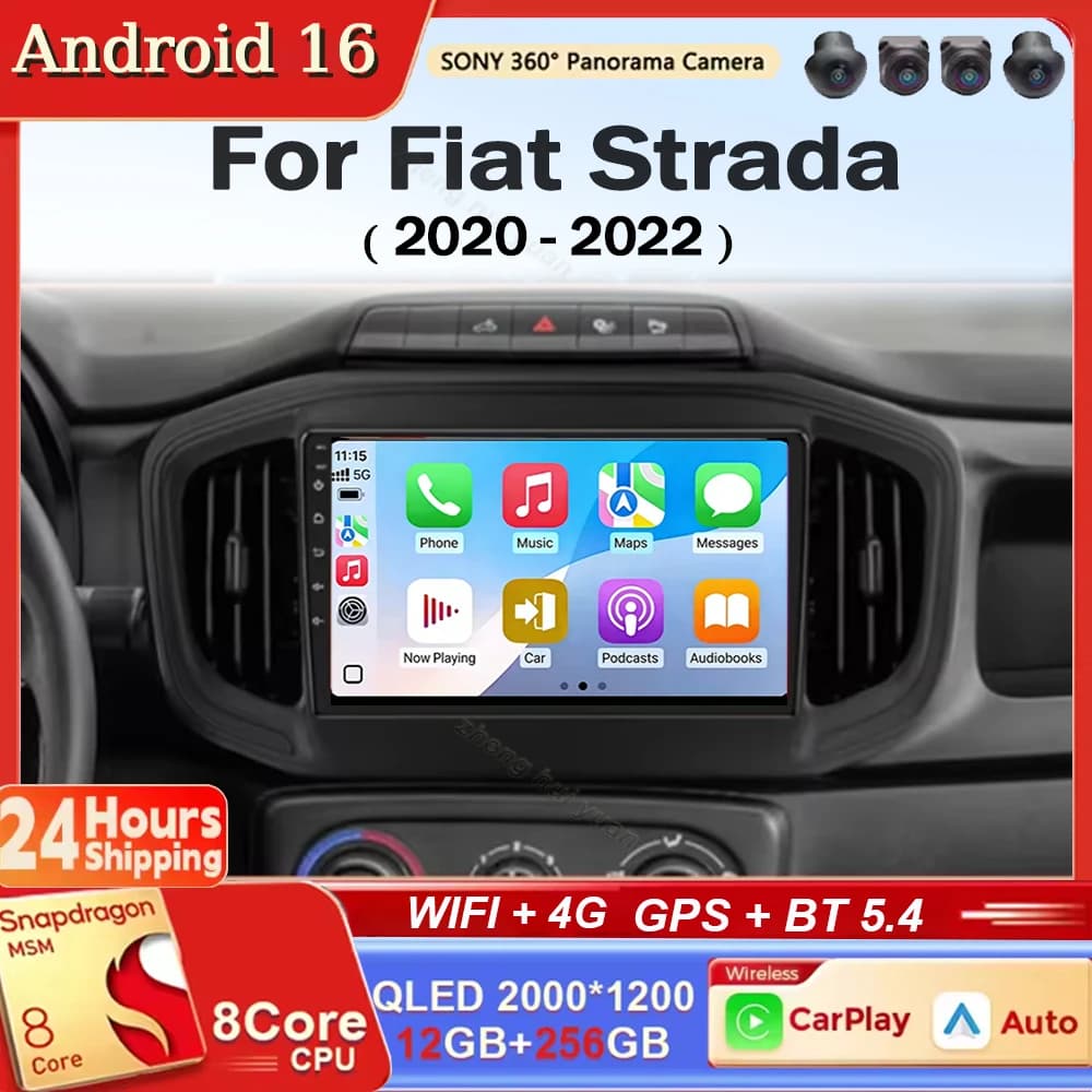 Android 16 For Fiat Strada 2020 - 2022 Car Radio Multimedia Video Player Carplay Tape Recorder GPS Head Unit WIFI 4G No 2din DVD