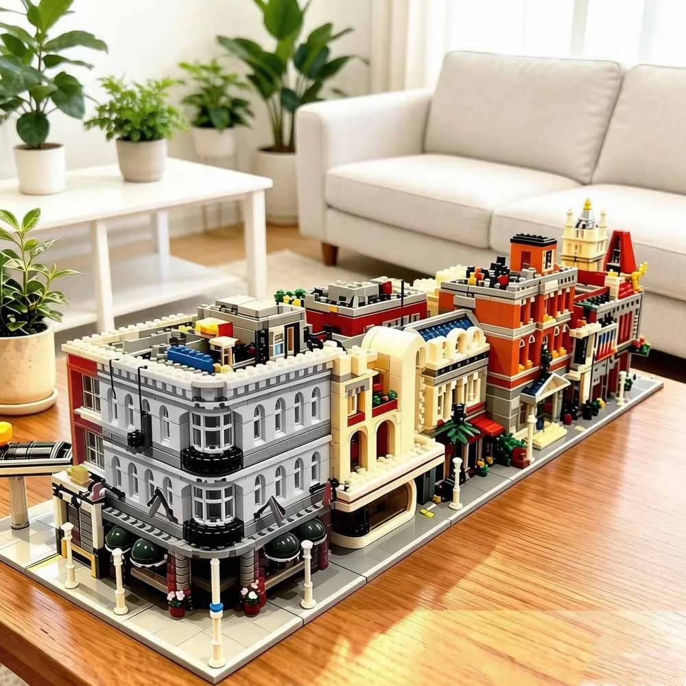 Creative Expert Brick Bank Detective's Office Green Grocer Town Hall Marker MOC Model Street View House Building Blocks Toys