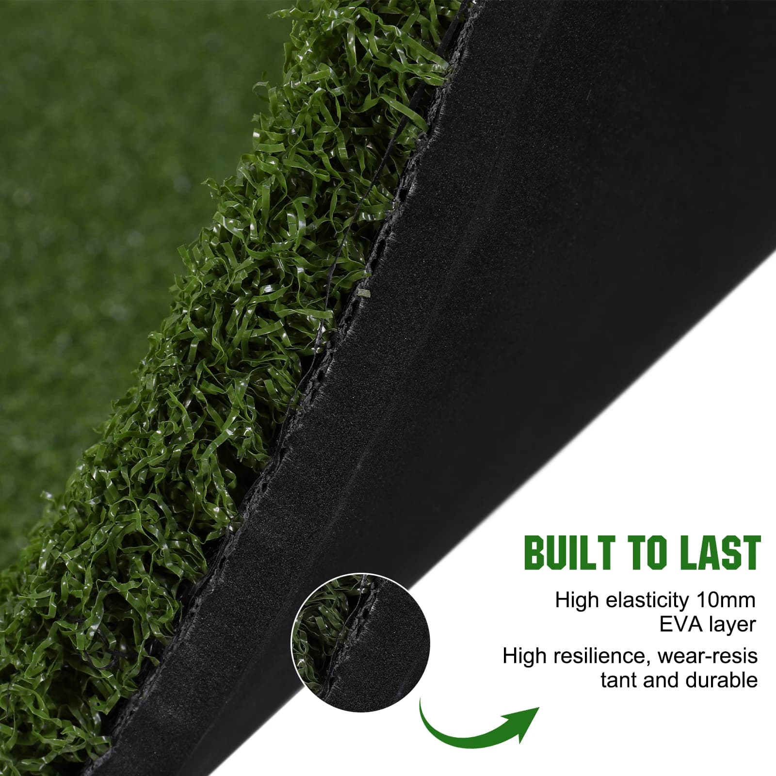 Tappetino da Golf 5x5ft per Pratica di Chipping e Driving Range, con Linee Guida, in Erba Sintetica da 35mm, Regalo per Uomini e Papà