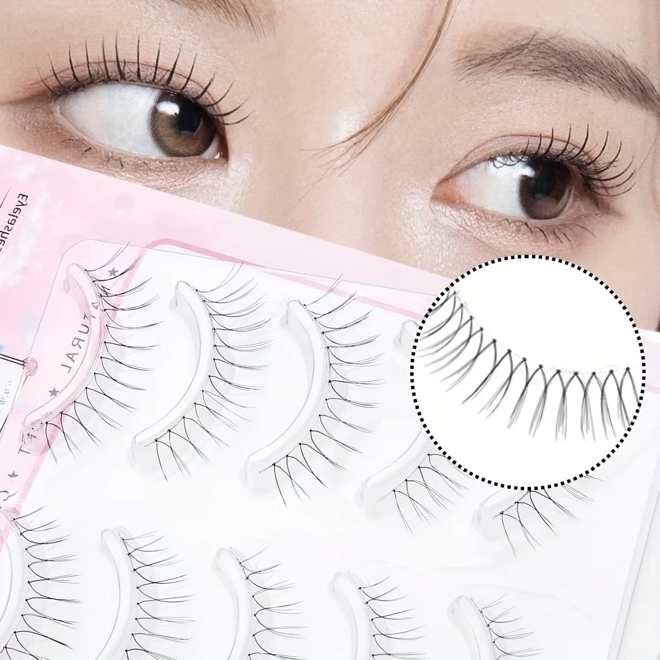 5 pairs of reusable U-shaped fake eyelashes with natural-looking C curvature, long and thin natural fake eyelashes, suitable for a light makeup