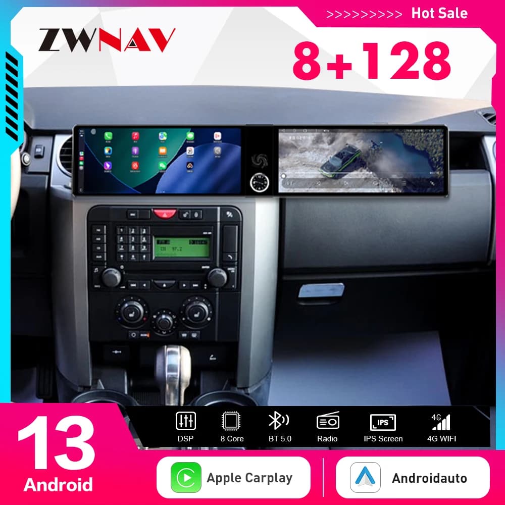 Doppio Schermo 12.3 Pollici Android 13 per Peugeot 206 2002-2010 Autoradio GPS Navigazione CarPlay Schermo HD Lettore Multimediale