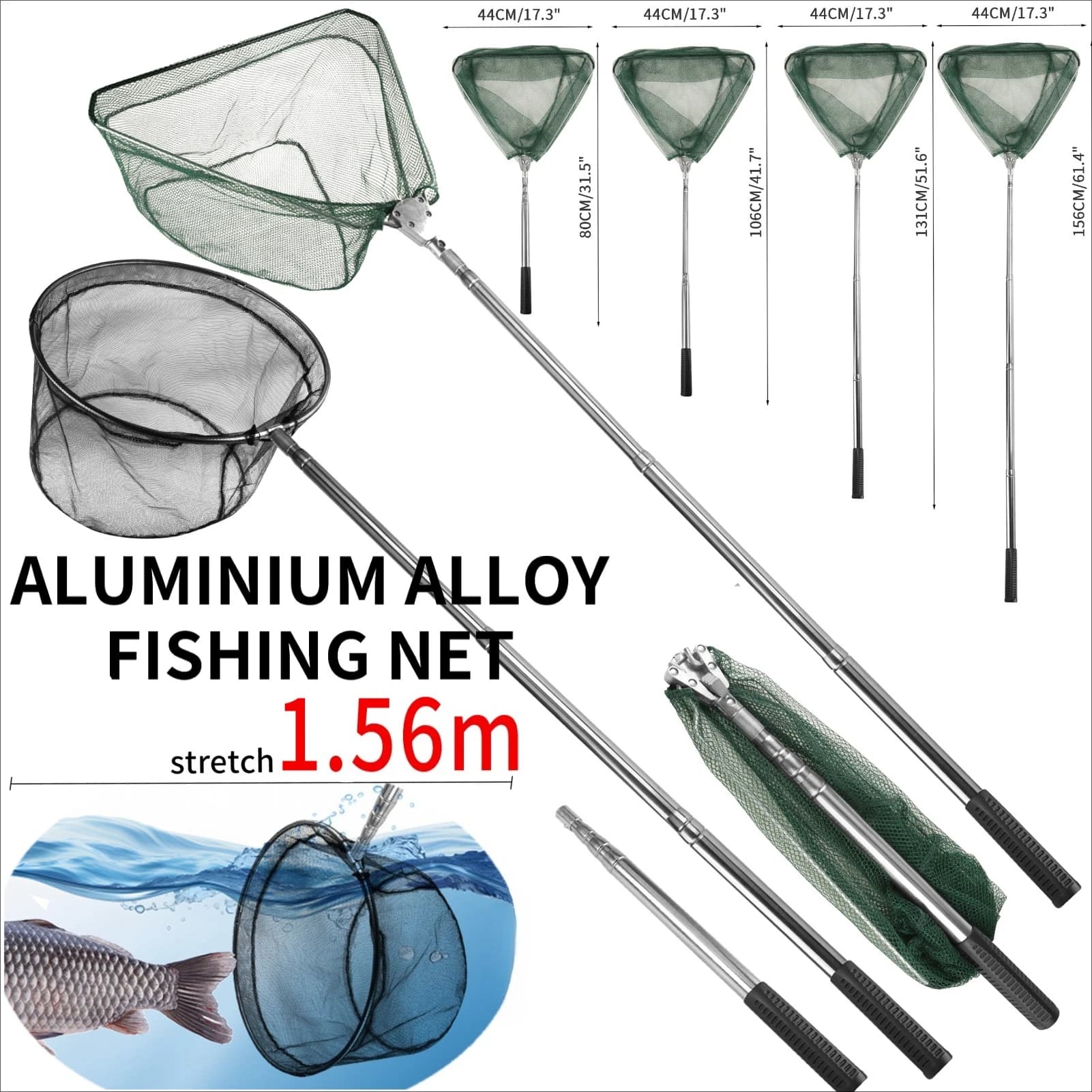 Guadino da pesca telescopico Palo in lega di alluminio pieghevole estensibile per laghetti dell'acquario con rilascio di cattura di pesci di trota alla carpa