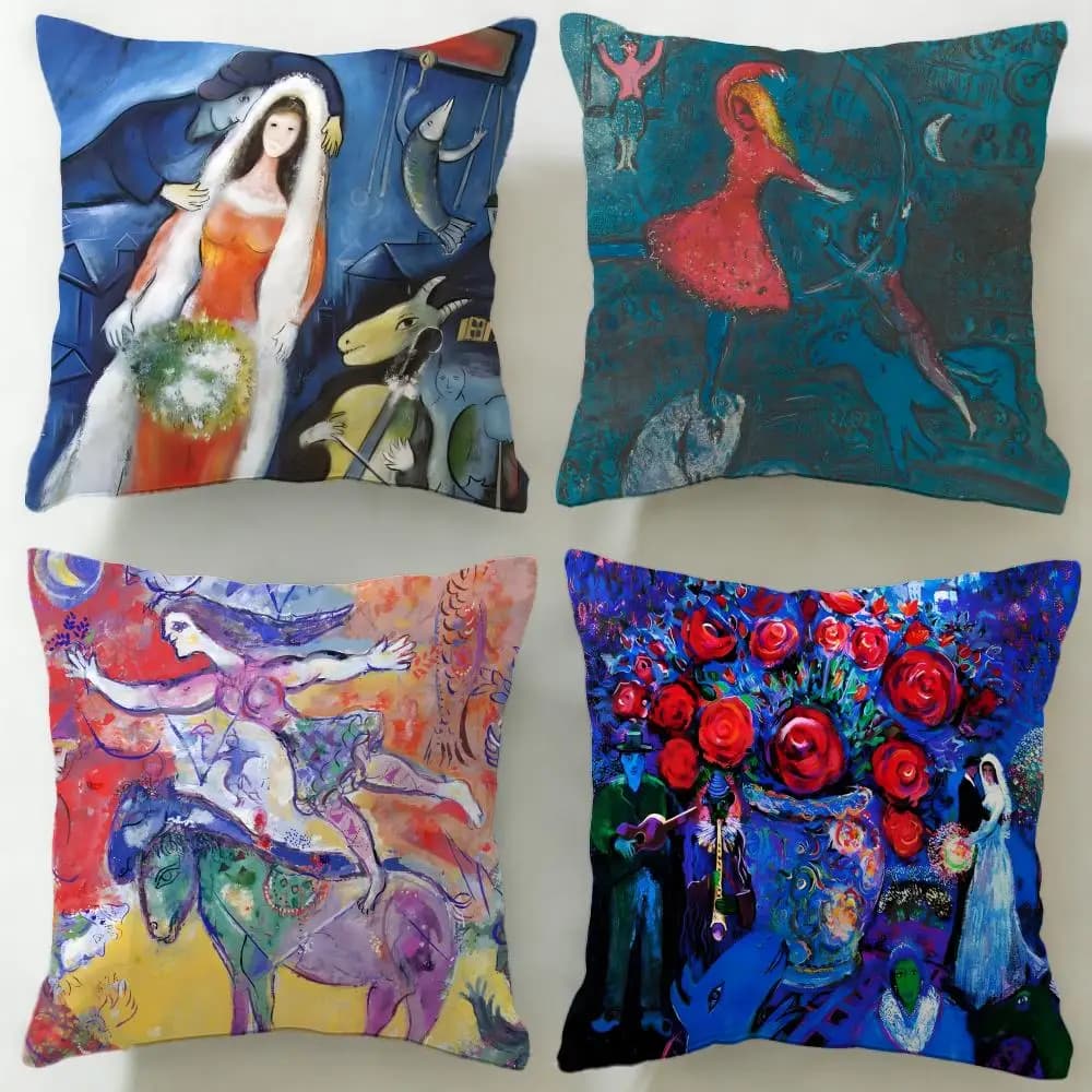 Federa per cuscino del pittore classico Marc Chagall, morbida e facile da lavare, versatile per divano, letto, viaggi e ufficio
