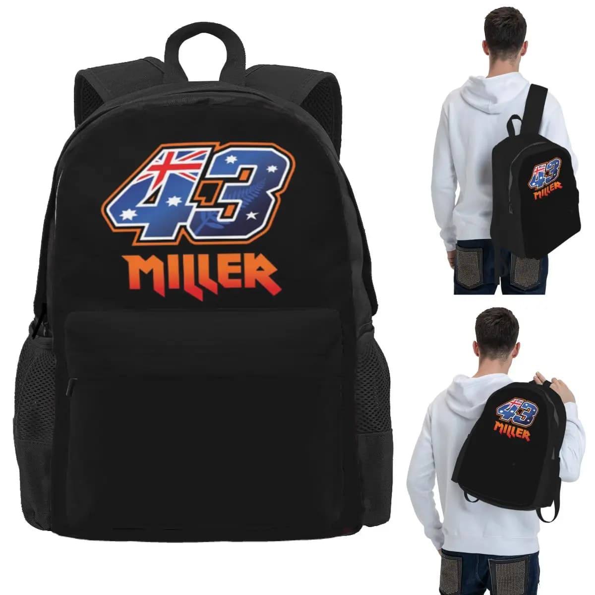 Jack Miller Number 43 Student Backpack School Bag Hiking Travel Daypack for Boys Girls Bookbag Shoulder Bags