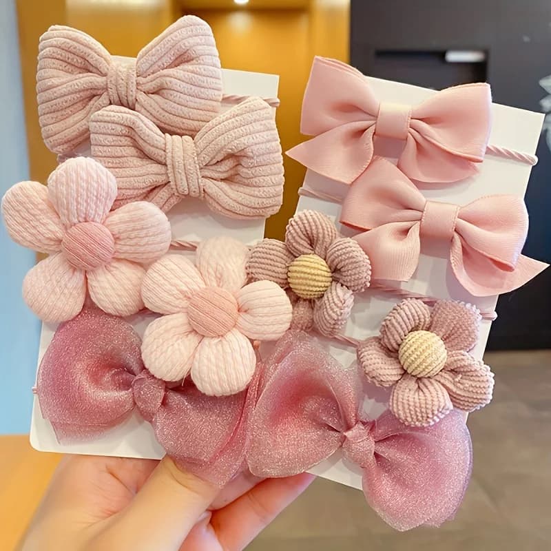 10 Pieces Of Cute And Sweet Style Bow Flower Design, Strong Elasticity, Does Not Damage Hair, Suitable For Ponytail Hair Accesso