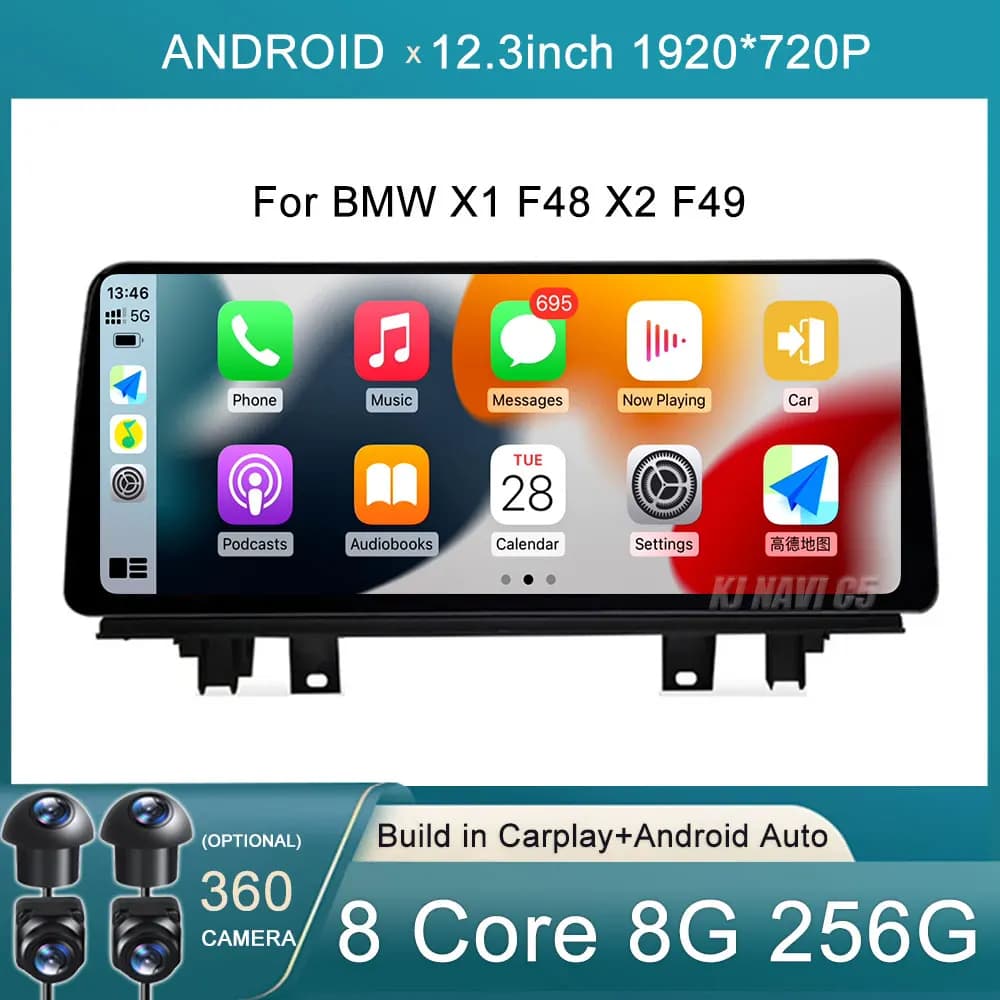 Per BMW X1 X2 F48 F49 2013 - 2020 NBT EVO 12.3 pollici Android 15 ID8 Touch Screen Autoradio Multimediale GPS Carplay Monitor Lettore