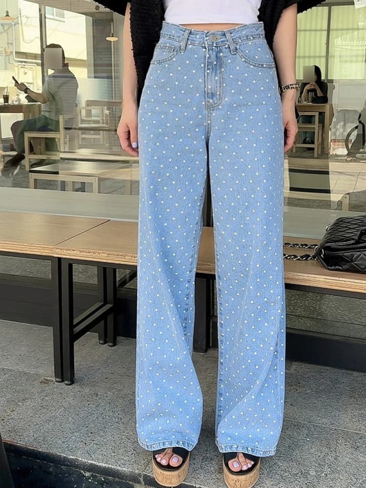 High Waist Wide Leg Jeans Women's Fashionable Versatile Loose Design Summer Blue Denim Pants Slimming Long Trousers