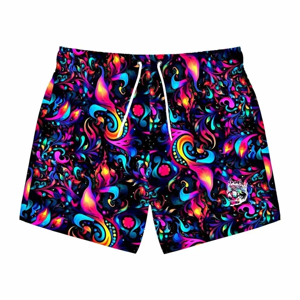 Summer Men's Coconut Tree Gradient Swimming Shorts 3D Printed Casual Fashion Street Outdoor Style Pocket Drawstring Shorts
