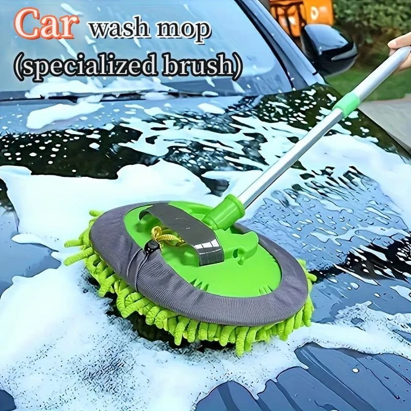 Spazzola per la pulizia dell'auto Dettagli Kit spazzola per la pulizia dei vetri dell'auto Strumento per la pulizia del parabrezza in microfibra Tampone di stoffa riutilizzabile con manico lungo