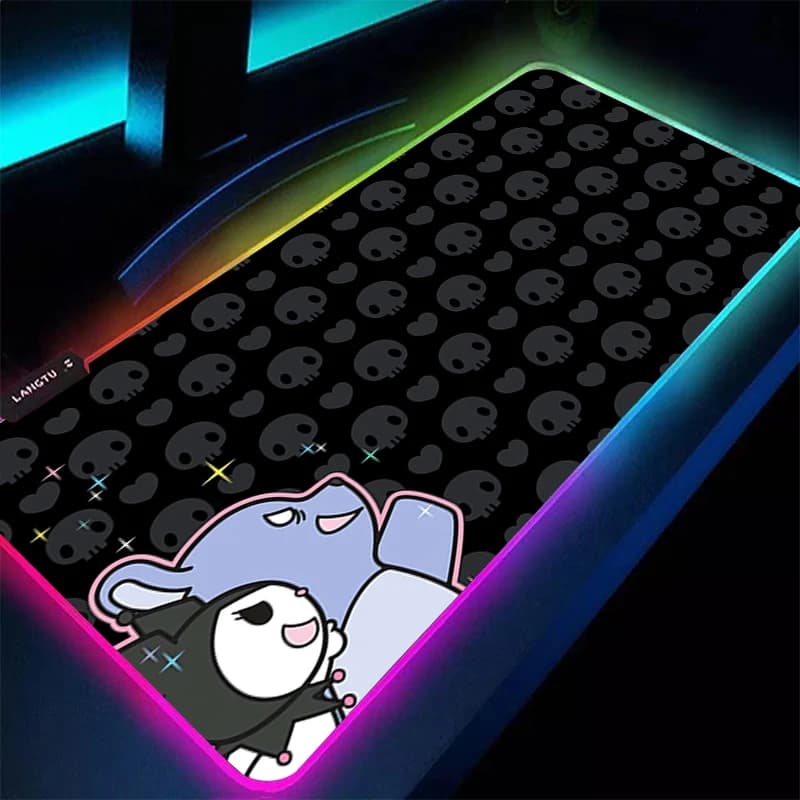 Tappetino per Mouse LED RGB Varmilo per Computer, Tappetino da Gioco Kuromi 90x40cm con Retroilluminazione, Accessori per Gamer, Tappeto da Scrivania con Bordo Bloccato