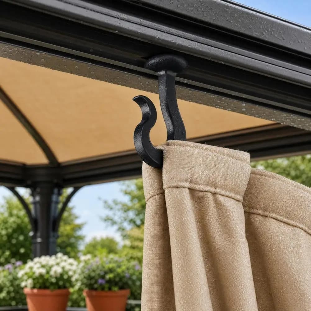 50/100 Pezzi Ganci in Plastica per Tende da Esterno, Ganci Neri per Zanzariere, Accessori per Hotel e Gazebo