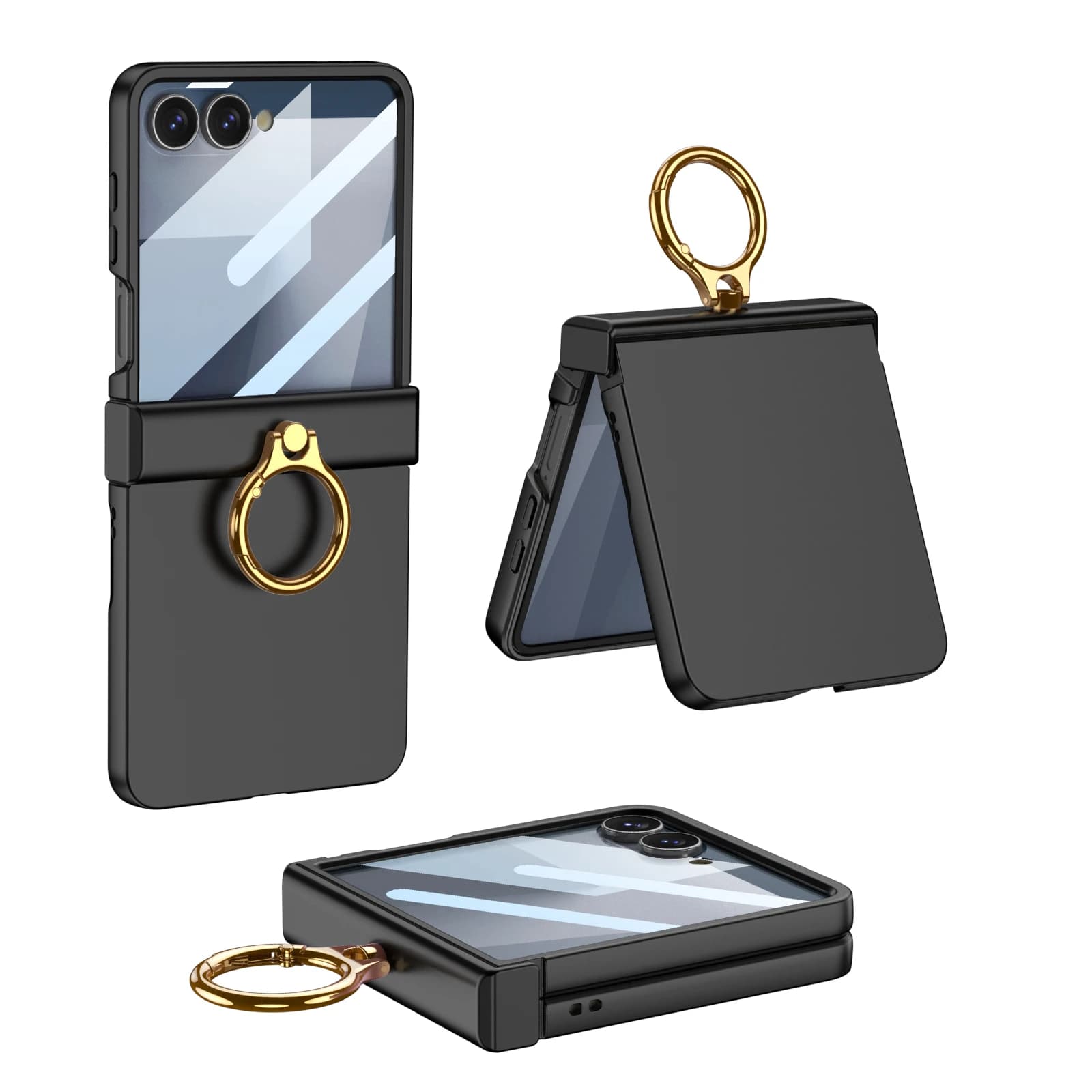 For Samsung Z Flip 7 Phone Case with ring support Slim matt protective case with zipper Hard case for Samsung Galaxy Z Flip 7
